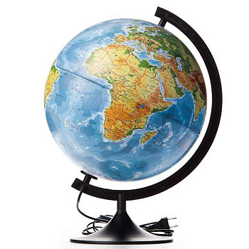 Глобус Земли физический с подсветкой. Диаметр 320мм