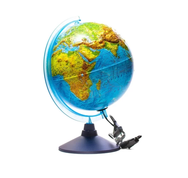 Глобус Земли физико-политический с подсветкой. Диаметр 210мм