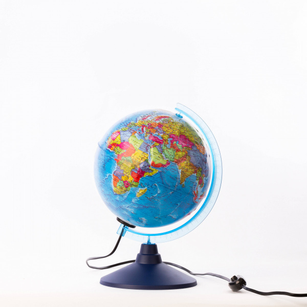 Глобус Земли политический рельефный с подсветкой. Диаметр 210мм