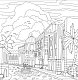 Гармония города. Атмосфера уютных улиц. Раскраска