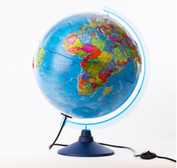 Глобус Земли политический с подсветкой рельефный. Диаметр 320мм